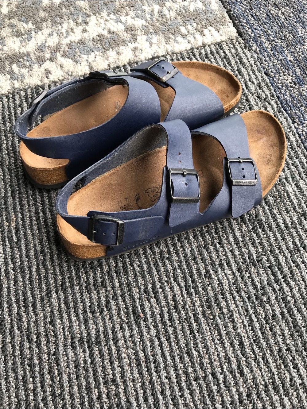 Birkenstock Women's Navy Blue Two-Strap Sandals with Buckles